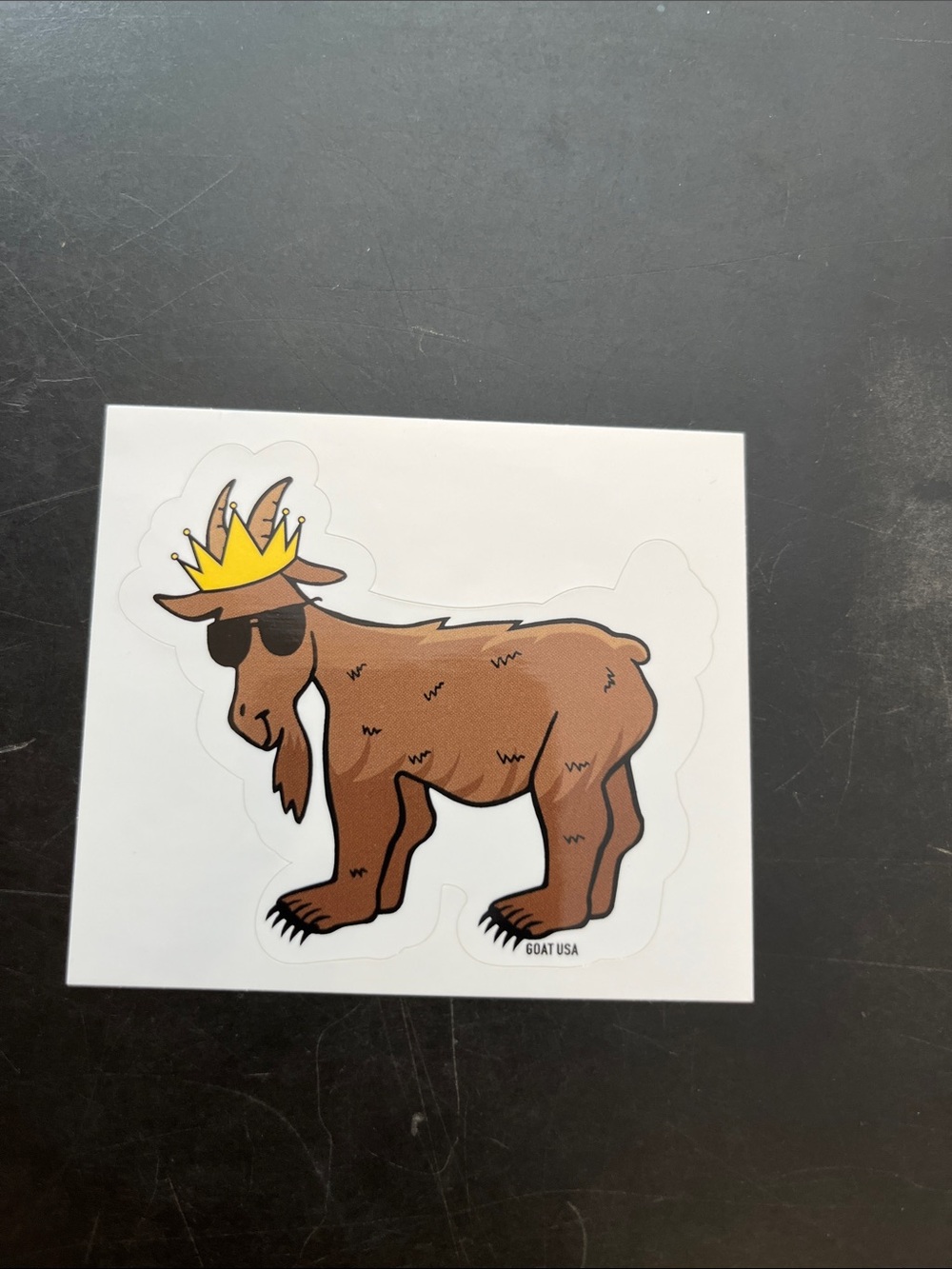 GOAT USA Brown Goat Sticker with Crown and Sunglasses